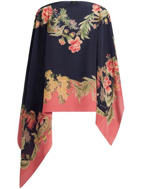 Black Print Silk Cape 